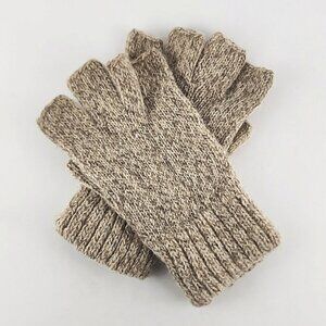 Watson Women's 100% Wool Beige Cream Fingerless Knit Gloves Stretch Size S/M